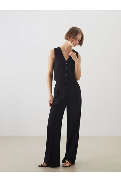 LC Waikiki Xside V-Neck Linen Blended Women's Classic Vest