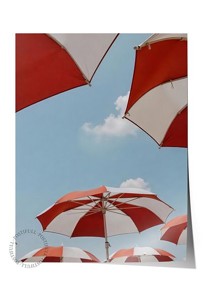 Postifull Frameless Wall Poster, Red Umbrellas, Photo, Red Color Poster, Summer Selection of 2025, No:10