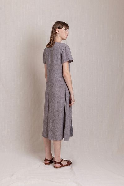 Volanlı Short Sleeve Loose Linen Dress