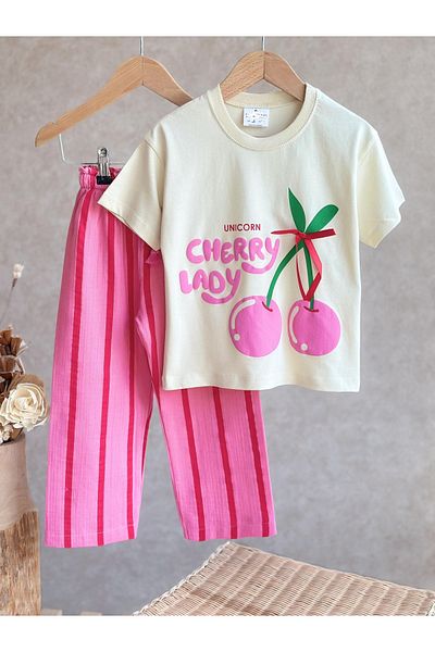 Alvadonna Cherry Girl's Muslin Suit