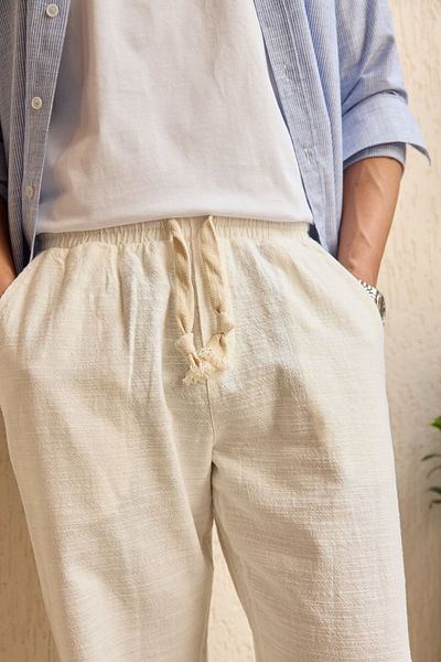 Livio Ferri Abay Men's Linen Drawstring Baggy Trousers