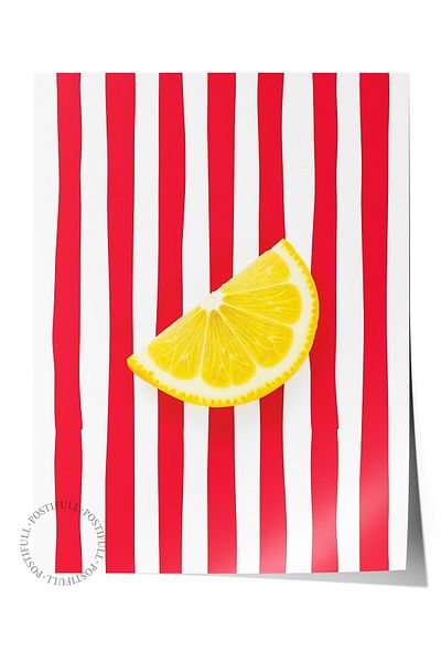 Postifull Frameless Wall Poster, Lemon Slice, Illustration, Maximalist, Yellow Color Poster, 2025 Summer Selection
