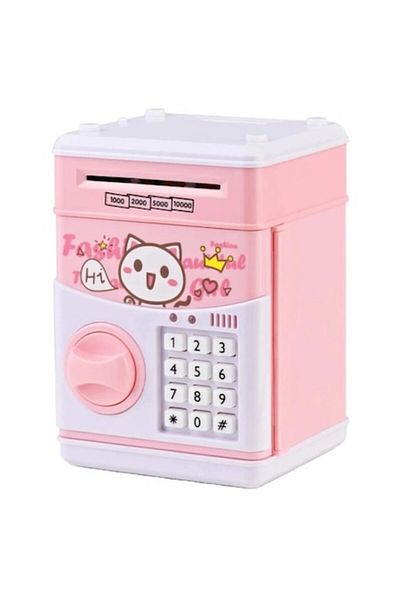 Rovitech Pusculita interactiva cu functie cod PIN tip seif, model Hello Kitty, 15x15x21 cm, roz