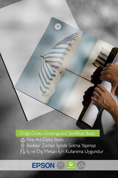 Postifull Poster de perete fără încadrare, plajă cu umbrelă, fotografie, poster de culoare albastră, selecție de vară 2025, NR: 109524