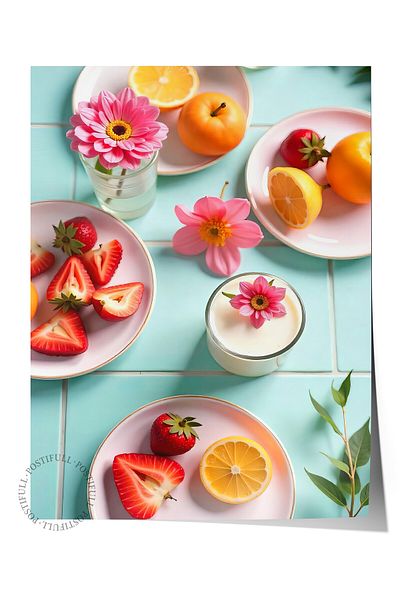 Postifull Frameless Wall Poster, Delicious Fruits, Photo, Maximalist, Red Color Poster, Choose Summer 2025
