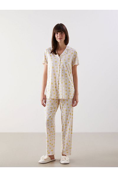 LC Waikiki Shirt Collar Floral Maternity Pajamas Set