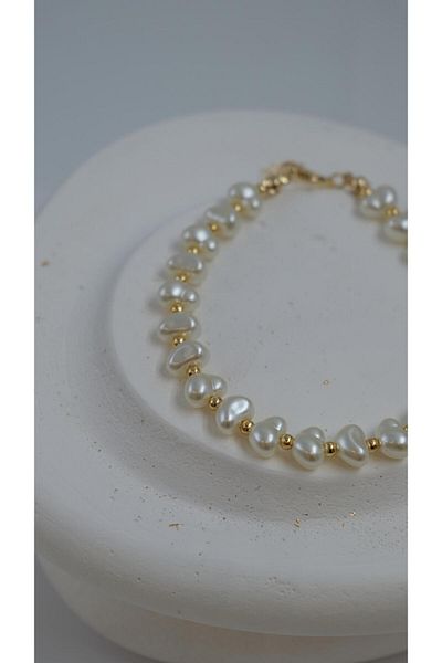 Jerie Drop Baroque Pearl Look Bead Anklet