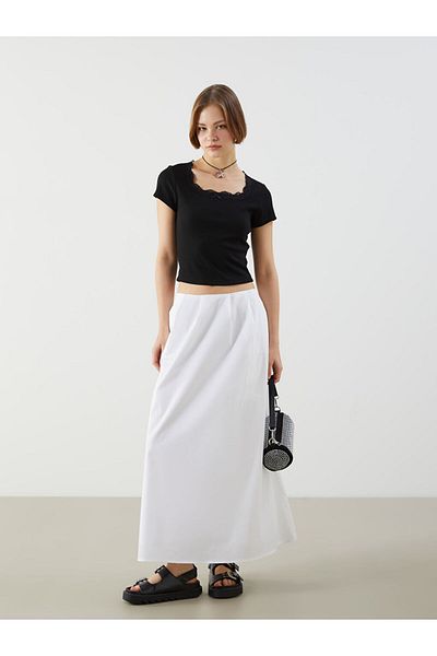 LC Waikiki U Neck Lace Detailed Crop