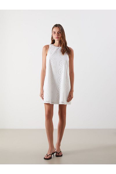 LC Waikiki Mini rochie ajurata cu decolteu rotund sezon nou - S5P760Z8