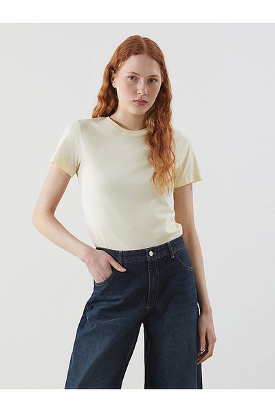 LC Waikiki Crankcase Yellow Crew Neck Women's T-Shirt