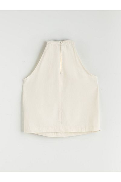 LC Waikiki Halter Neck Pleated Jean Blouse
