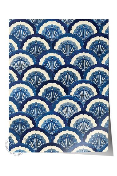 Postifull Frameless Wall Poster, Seashell, Illustration, Blue Color Poster, 2025 Summer Selection, No:109617