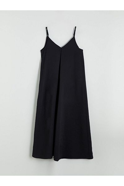 LC Waikiki Xside Black V-Neck Modal Blend Dress
