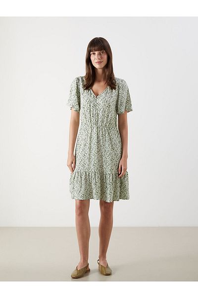 LC Waikiki New Season V-Neck Floral Mini Dress - S5Oa37Z8