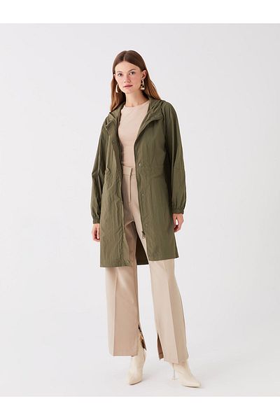 LC Waikiki Women's Hooded Plain Raincoat