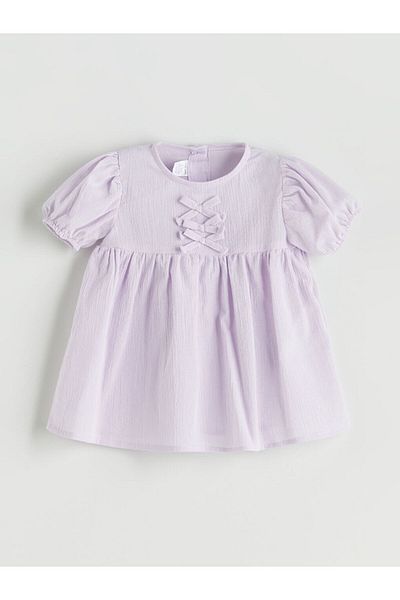 LC Waikiki Lcw Baby Lilac Ribbon Detail Cotton Baby Girl Dress