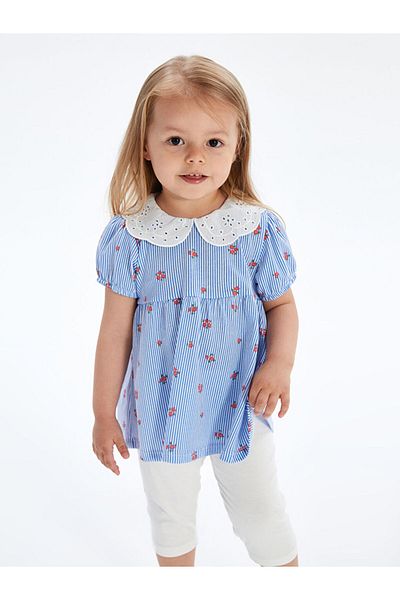 LC Waikiki Floral Ruffle Girls Blouse and Leggings 2-Piece