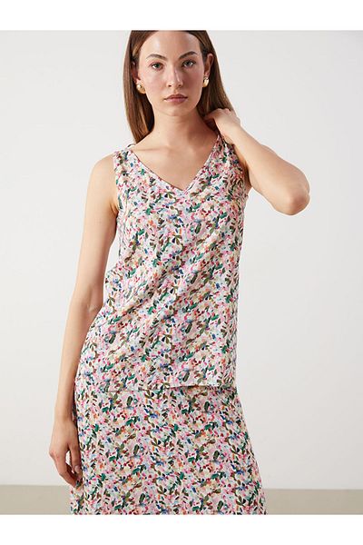 LC Waikiki Mixed V-Neck Floral Blouse