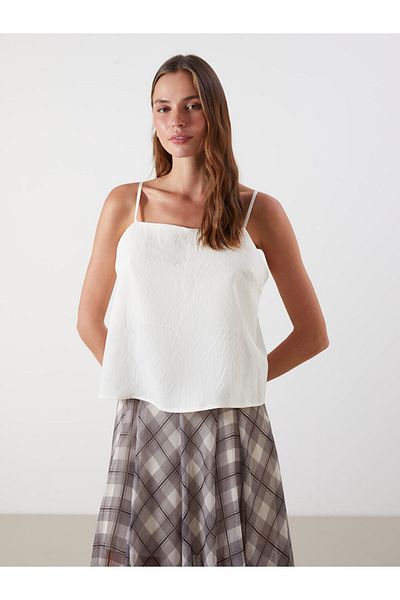 LC Waikiki Square Neck Strap Modal Blend Crop Blouse