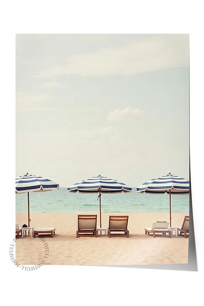 Postifull Frameless Wall Poster, House with Sea View, Photo, Blue Color Poster, 2025 Summer Selection, No:10970