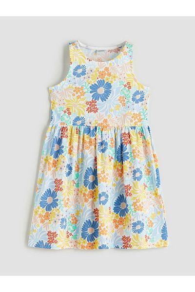 LC Waikiki White Crew Neck Striped Girl's Dress