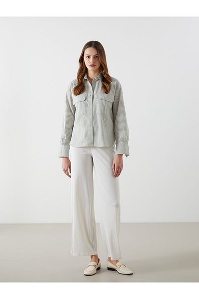 LC Waikiki New Season Elastic Waist Textured Wide Leg Women's Trousers - S5G499Z8