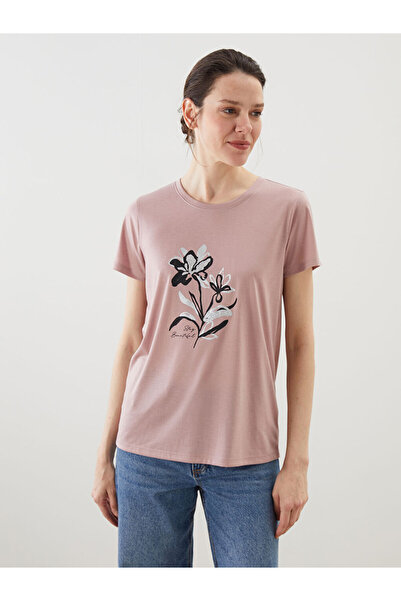 LC Waikiki RMZ GİYİM FARKIYA تي شيرت نسائي مزين بالزهور ذو ياقة روبا