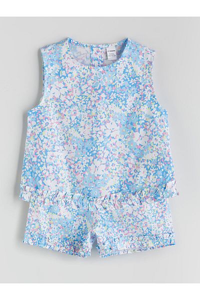 LC Waikiki Floral Poplin Girl's Blouse and Shorts 2 Pcs