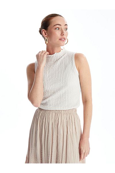 LC Waikiki Women's Stand Collar Plain Tank Top