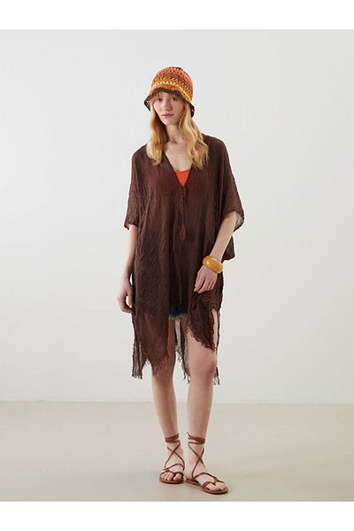 LC Waikiki Brown Shawl Collar Woman's Kimono