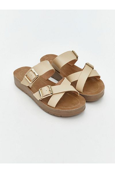 LC Waikiki Lcw Steps Beige Cross Strap Women's Slippers