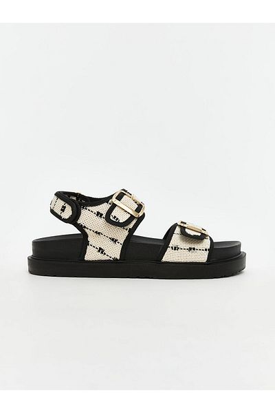 LC Waikiki Black Leather Look Women's Sandals