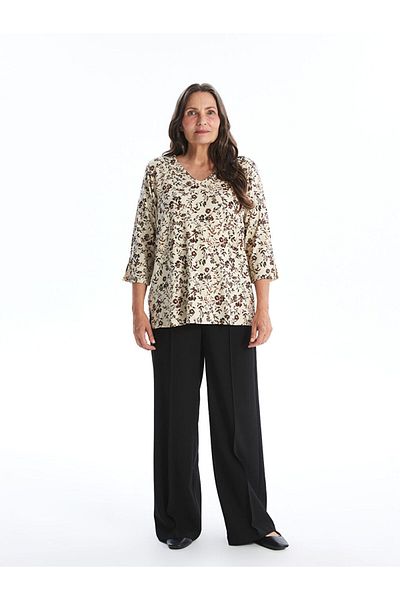 LC Waikiki V-Neck Patterned Women's Blouse