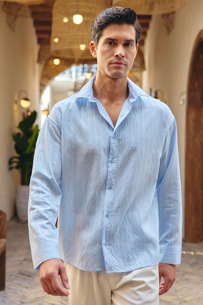 Livio Ferri Ανδρικό πουκάμισο Arkit με ρίγες βισκόζης Oversize