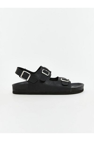 LC Waikiki Lcw Steps Black Leather Look Men's Sandals