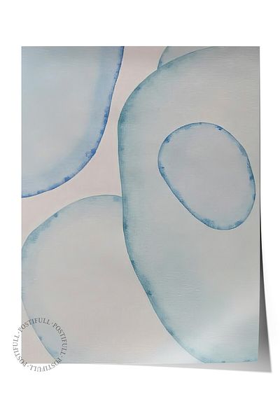 Postifull Poster de perete fără încadrare, cercuri abstracte - 1, vopsea în ulei, poster de culoare albastră, selecție de vară 2025, NR:109