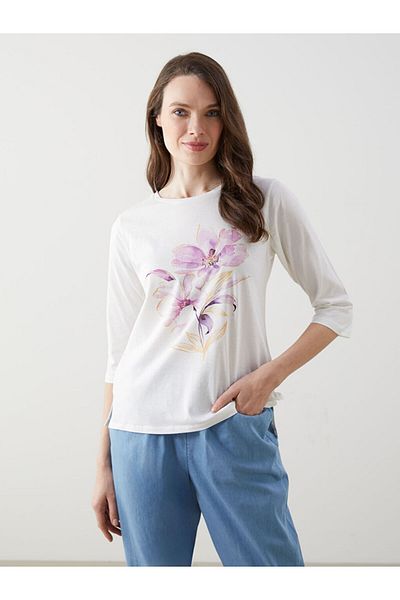 LC Waikiki Νέα σεζόν Crew Neck Floral Γυναικείο Tisort - S5EE83Z8