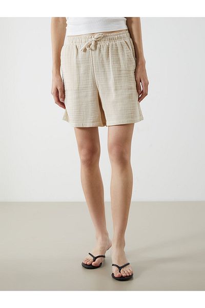 LC Waikiki Textured Women's Shorts with Elastic Waist