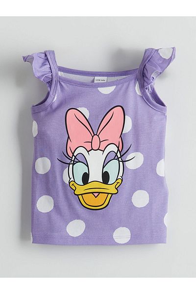 LC Waikiki Daisy Duck Printed Baby Girl Shorts Pajama Set