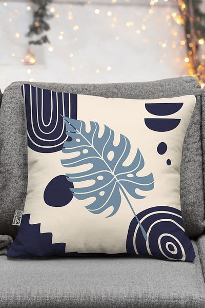 Hayal Dekoratif Cadou decorativ cu tematică boemă boho, culoare albastru crem, set de 2 perne pentru canapea - set de huse de pernă