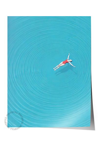 Postifull Frameless Wall Poster, Woman in the Sea, Photo, Blue Color Poster, Summer Selection of 2025, No:109731
