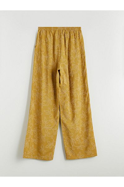 LC Waikiki Patterned Wide Leg Women's Trousers with Elastic Waist