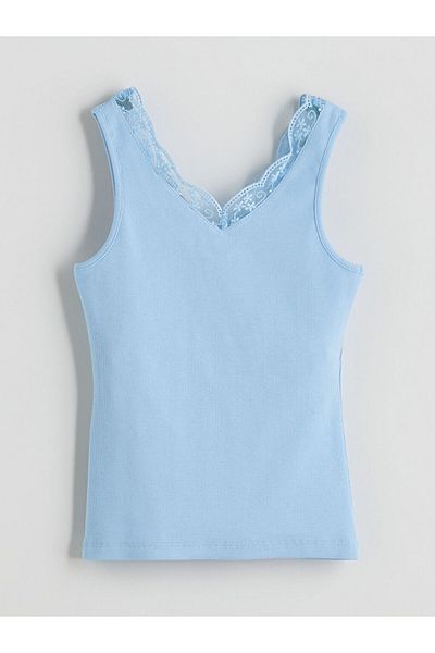 LC Waikiki V-Neck Lace Detailed Women's Tank Top