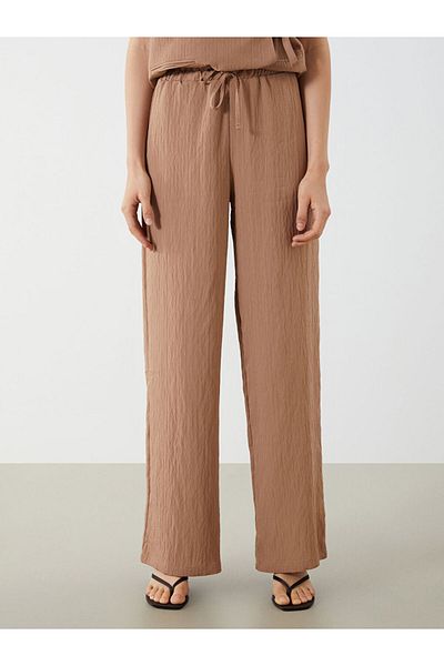 LC Waikiki Striped Wide Leg Women's Trousers with Elastic Waist