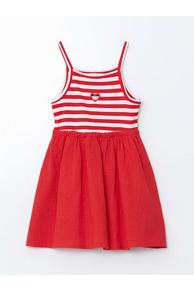 LC Waikiki Heart Embroidered Girl's Camisole Dress