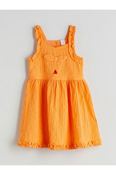 LC Waikiki Orange Ribbon Detailed Girl's Dress