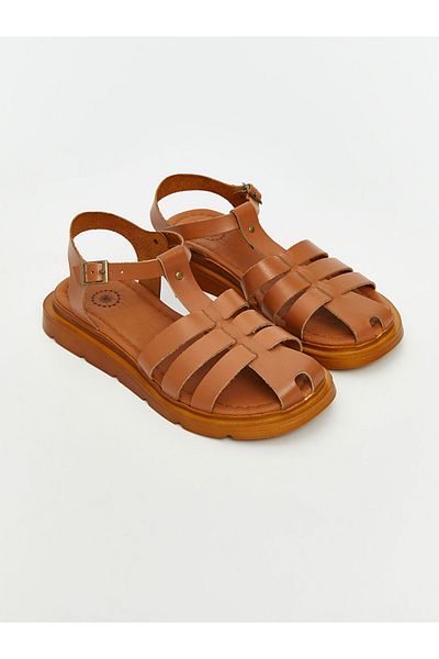 LC Waikiki Koor Beige Leather Look Women's Sandals