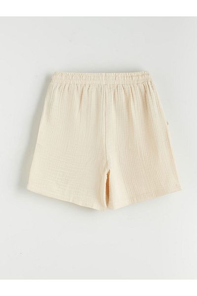 LC Waikiki Pantaloni scurți de damă din muselină texturată cu talie elastică