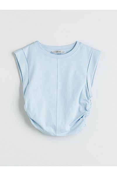 LC Waikiki Crew Neck Gathered Crop