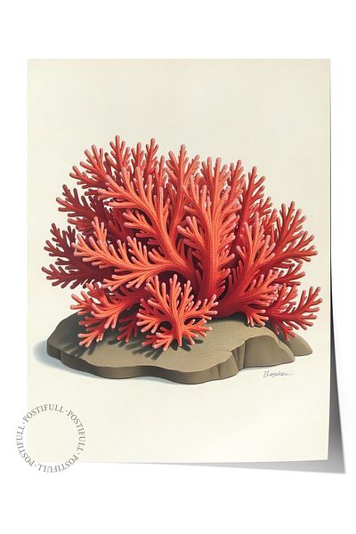 Postifull Frameless Wall Poster, Seaweed, Illustration, Orange Color Poster, 2025 Summer Selection, No:1095